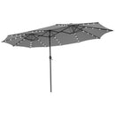 15 Feet Twin Patio Umbrella with 48 Solar LED Lights by LJGDeals
