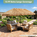 Double-Sided Thatched Tiki Patio Umbrella 15x9 FT with Crank by DirectDeals