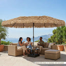 Double-Sided Thatched Tiki Patio Umbrella 15x9 FT with Crank by DirectDeals