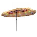 Double-Sided Patio Umbrella 15x9 ft with Solar LED Lights by LJGDeals