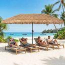 Double-Sided Patio Umbrella 15x9 ft with 144 Solar Lights by LJGDeals