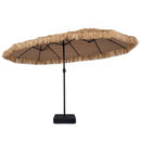 Double-Sided Patio Umbrella 15x9 ft with 144 Solar Lights by LJGDeals