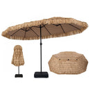 Double-Sided Patio Umbrella 15x9 ft with 144 Solar Lights by LJGDeals