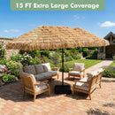 Double-Sided Patio Umbrella 15x9 ft with 144 Solar Lights by LJGDeals