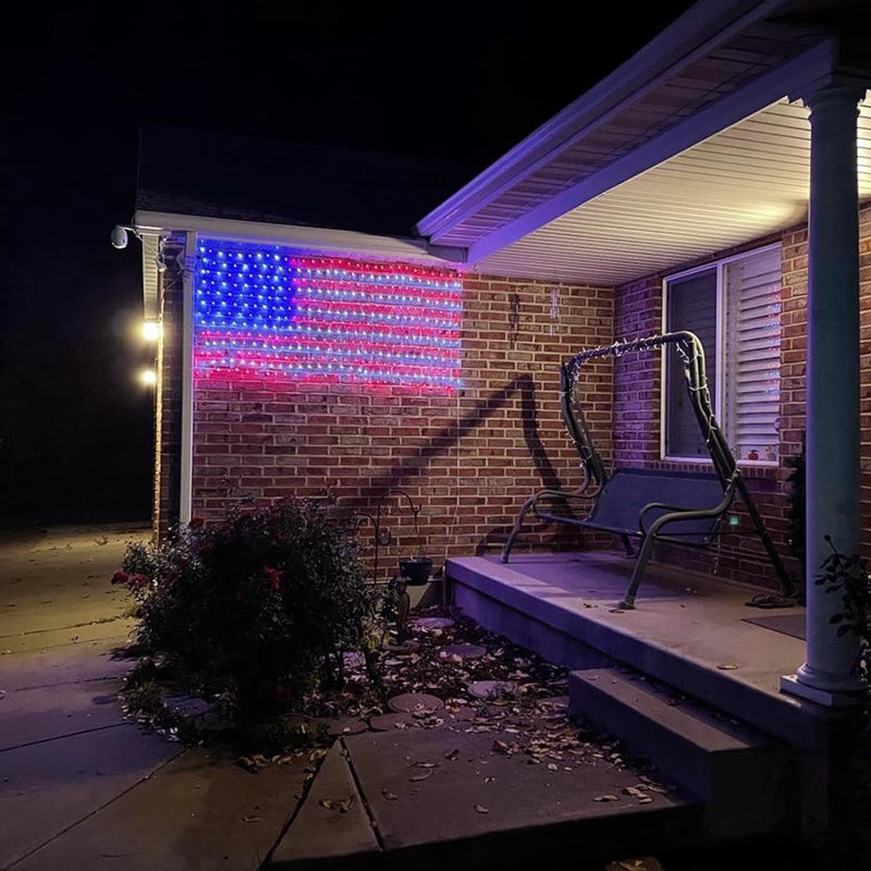 420 LED American Flag Net Lights | Waterproof Patriotic Display