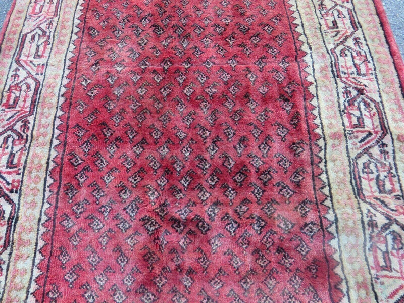 3'7"X 10' Antique Handmade India Oriental Paisley Wool Runner Rug Vegy