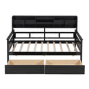 Daybed, Slat Support, With Bedside Shelves And 2 Drawers