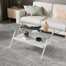 Rectangle Coffee Table With Tempered Glass Top And Shelf by HouseOfZazla