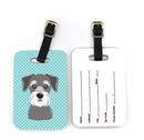 Blue Checkered Schnauzer Luggage Tag