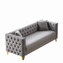 3 Seater Deep Seat Sofa, Sofa With Button Nailhead, Square Arm by HouseOfZazla