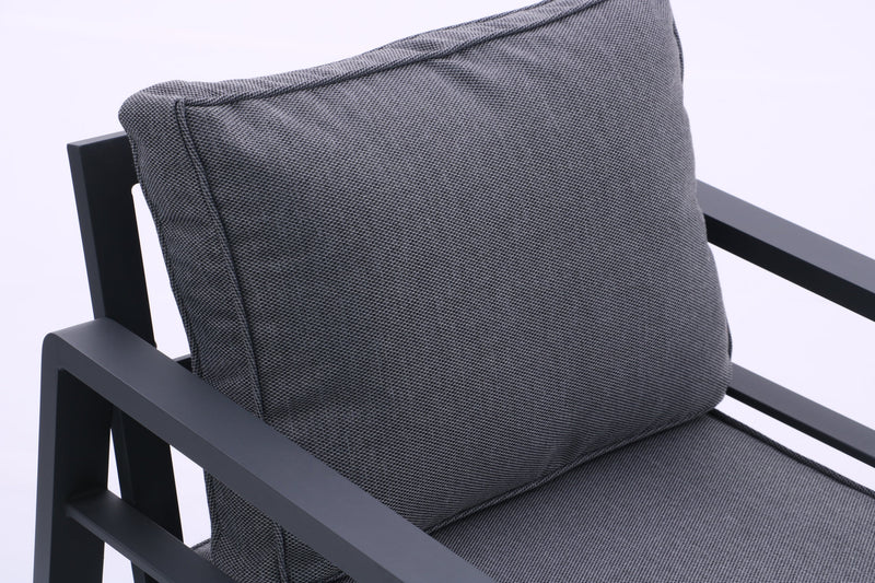 4-piece Aluminum Outdoor Patio Conversation Set,All-Weather Sectional Sofa Outside Furniture with Removable Cushions and Tempered Glass Coffee Table for Courtyard,Poolside,Deck,Balcony(Grey)