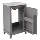 Modern Small Bathroom Vanity Cabinet With Ceramic Basin, Ample Storage, 1 Soft Close Door by HouseOfZazla