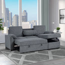 Rebecca - Sofa With Pull Out Bed, Storage Chaise, USB And Cup Holders - Dark Gray by HouseOfZazla