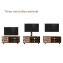 Rustic Brown TV Console With Push-To-Open Storage Cabinet For TV, Wood & Glass TV Stand For Living Room Bedroom - Rustic Brown by HouseOfZazla