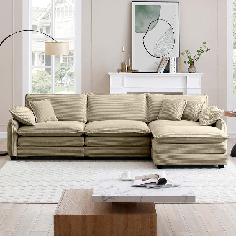 Walker Edison | Corduroy Cloud Couch with Ottoman