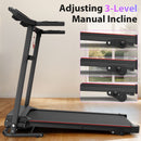 Foldable Electric Treadmill With 2.5Hp Motor, 12Km / H Speed, 3 Incline Levelstooth Music, Heart Rate Sensor, Spacious Running Belt For Indoor - Black by HouseOfZazla