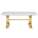 Executive Desk With X-Legs, Sturdy Office Workstation For Home Office - White / Gold by HouseOfZazla