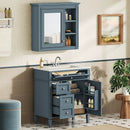 Bathroom Vanity With Medicine Cabinet, Royal Mirror Cabinet, Modern Bathroom Storage Cabinet With 2 Soft Closing Doors And 4 Drawers by Unique Piece Furniture
