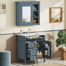 Bathroom Vanity With Medicine Cabinet, Royal Mirror Cabinet, Modern Bathroom Storage Cabinet With 2 Soft Closing Doors And 4 Drawers by HouseOfZazla