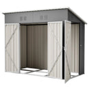 4x8 Slope-Roof Reinforced Storage Shed with Weatherproof Sloping Roof & 4 Air Vents, Heavy-Duty Sturdy Metal Frame, Left/Right Optional Door, Outdoor Tool Shed Warehouse for Garden Storage Pet House by Montret