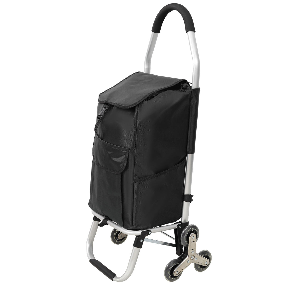 Foldable Shopping Stair Trolley With Triangular Wheels And Removable Waterproof Bag - Black, photo 4 of 19