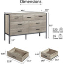 Wood Dresser with 7 Drawers, Wooden Storage Closet for Bedroom, Solid Clothes Cabinet with Sturdy Steel Frame, 48.58"Wx15.75"Dx31.22"H, 48 inch, Rustic Grey