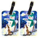 English Springer Spaniel with Artist Snowman Luggage Tag