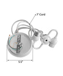 18" W 2 Light Pendant Textured Oatmeal Shade with Diffuser, White Cord