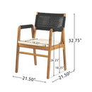 Outdoor 3-Piece Acacia Wood Dining Set with Cushion