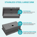 Drop In Workstation Sink Topmount Single Bowl With Pull Out Faucet And Soap Dispenser - Gunmetal Black by HouseOfZazla
