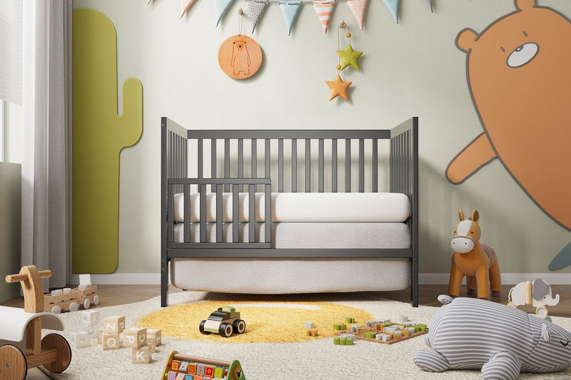 5-In-1 Convertible Crib, Converts from Baby Crib to Toddler Bed, Fits Standard Full-Size Crib Mattress, Easy to Assemble 53x29x9 Inches-STORM GREY