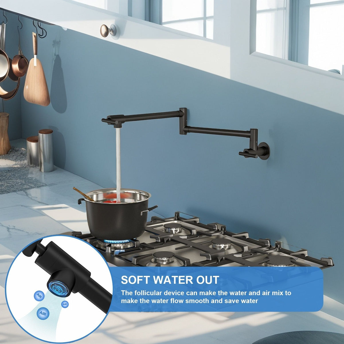 Modern Design Wall Mount Pot Filler Faucet Folding Stretchable, photo 5 of 13