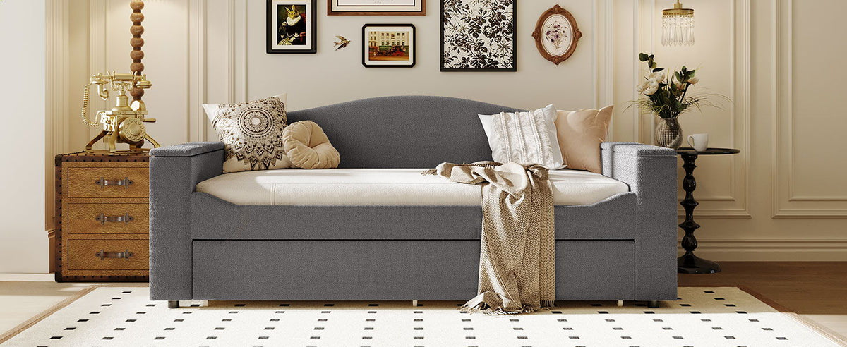 Upholstered Daybed With Storage Armrests, Trundle And Latest Integrated tooth Audio System, photo 15 of 40