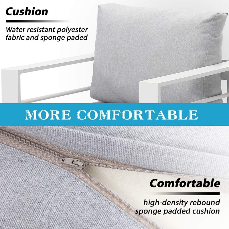 5 Seat Single Triple Small Large White Sectional Sofas Couches Coffee Table Furniture Set For Patio Garden Outdoor