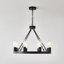 6 Light (No Bulbs) Wagon Wheel Chandelier Farmhouse Modern Small Round Chandelier For Living Room Kitchen Island Foyer Hallway Entryway Bedroom Dining Room Light Fixture Ceiling Hanging - Matte Black by HouseOfZazla