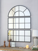 Large Arched Wall Mirror With 3 Separate Sections - Black by Unique Piece Furniture