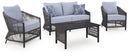 Bridges Beach - Loveseat, Lounge Chairs, Table Set (Set of 4) - Gray by Unique Piece Furniture
