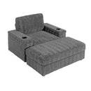 Oversized Chaise Lounge Indoor Rabbit Fur Sofa Bed With Storage Ottoman And Armrests Cup Holders With Deep Seat by HouseOfZazla