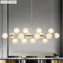 GobekUsa 16-Light Gold Linear Island Chandelier with Glass Shade - Post Modern Billiard Lighting