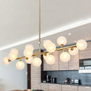 GobekUsa 16-Light Gold Linear Island Chandelier with Glass Shade - Post Modern Billiard Lighting
