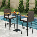 Set of 2 Outdoor 360¬∞ Swivel Bar Stool with Cushion and Acacia Wood Armrests by LJGDeals