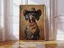 Cowboy Dachshund in Leather and Lace