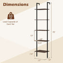 5 Tier Wall Mount Ladder Shelf with Anti-Tipping Kits for Home Office-Rustic Brown by LJGDeals