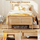 Twin Size Sleigh Bed with 2 Storage Drawers Wood Platform Bed Frame by LJGDeals