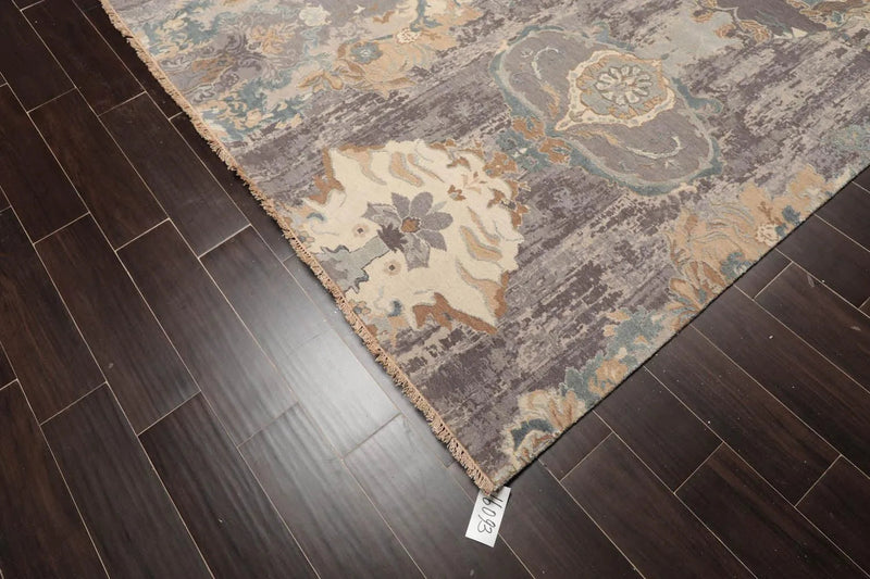 9' x12' Hand Knotted Sherpa Wool & Silk Modern Oriental Area Rug Gray
