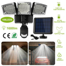Solar Lights Outdoor 188 LEDs 1600lm Solar Security Lights Motion Sensor Lights 270¡Lighting Angle Waterproof Dusk to Dawn Solar Wall Lights 360¡Rotat