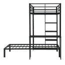 Metal Loft Bed Frame with LED Light Strip, Side Storage Shelves & Built-in Desk by HouseOfZazla