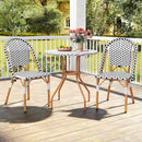 3 Piece French Bistro Table Chair Set with Outdoor Wicker Round Table and 2 Dining Chairs by LJGDeals