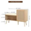 2 In 1 Shoe Storage Bench With Adjustable Shelves - Antique Natural / Rattan