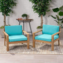 Antoine Outdoor Acacia Wood Club Chairs With Cushions (Set of 2) by HouseOfZazla